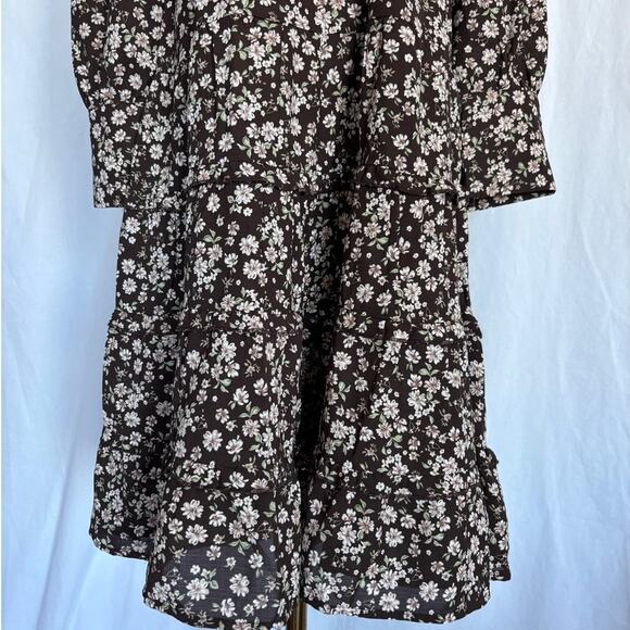 NWT Area Stars Demure Floral Dress "Pearl" Buttons A-Line Tiered Ruffle Skirt XS - Picture 3 of 9